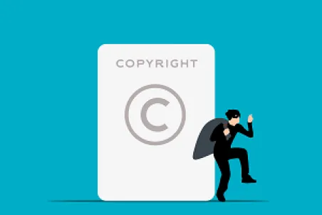 Copyright symbol, representing fake infringement email scams