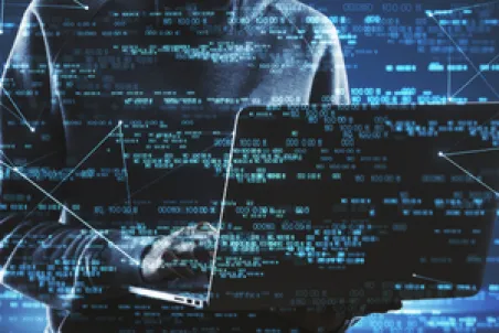 Warning symbol over a website, representing malicious domains