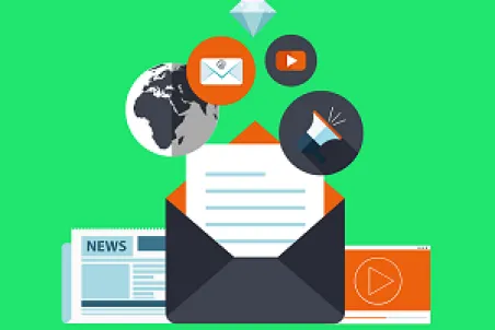 Email newsletter on a laptop screen