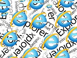 Internet Explorer logos scattered over Windows text