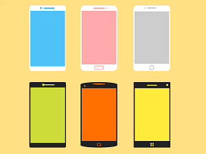 Illustration of six smartphones in two rows