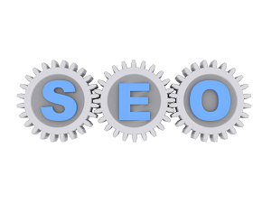 SEO spelled out on interlocking gears